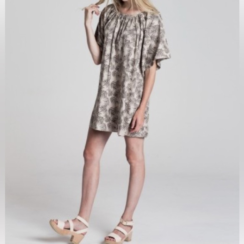 Rylee + Cru Palm Print cotton Mini Dress